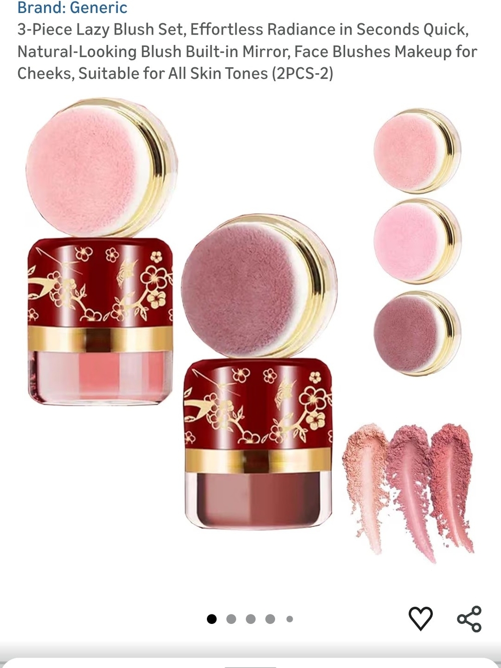 Women Blush Puff Set - Peach & Berry Shades